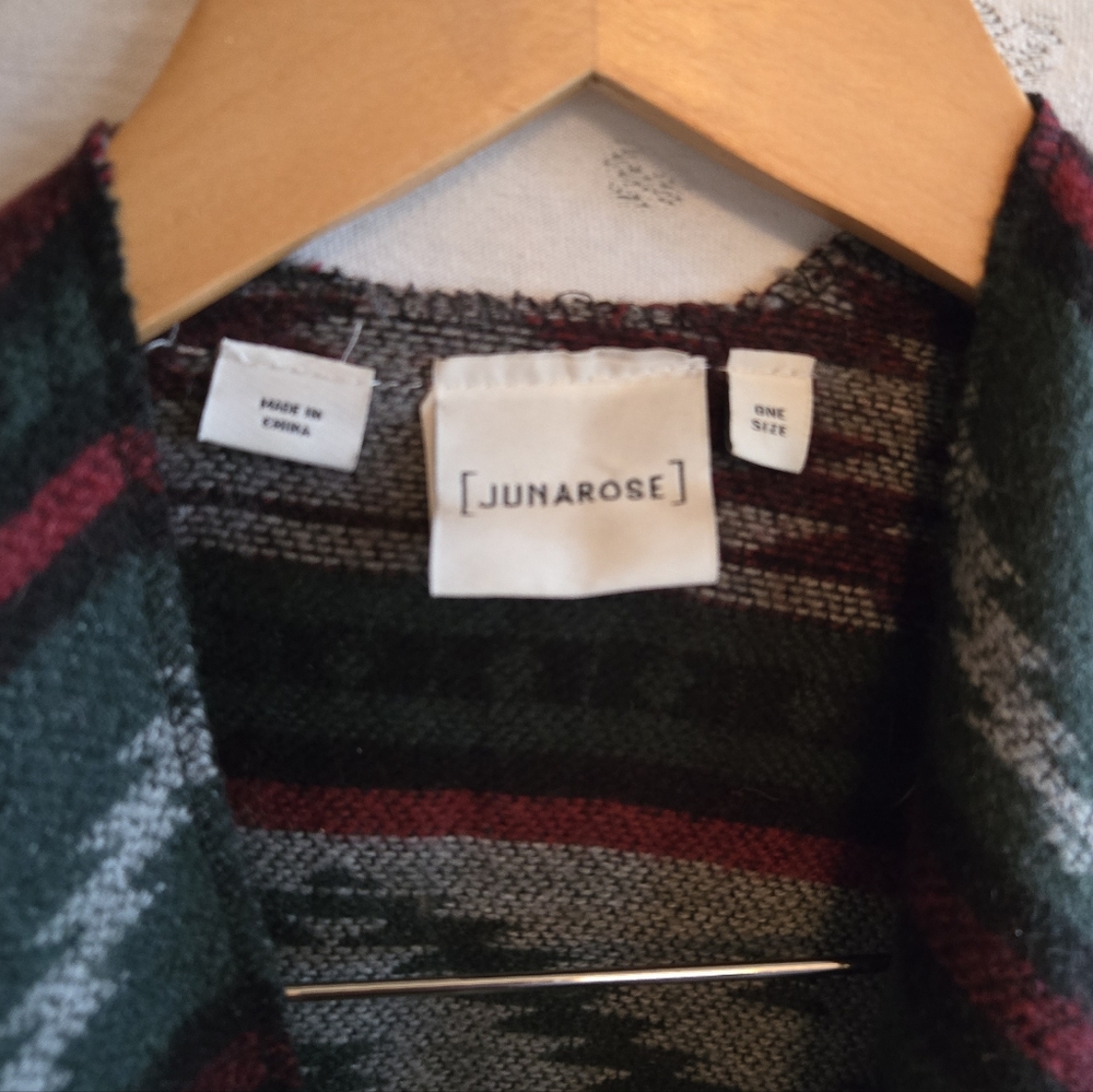 Junarose Multicolor Patterned Shawl With Fringe - image 5